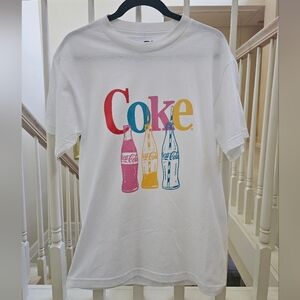 Coca Cola White Tee with Colorful Bottle Design